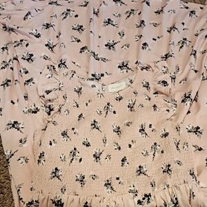 Smocked Floral Blush Pink Maxi Dress Sz L